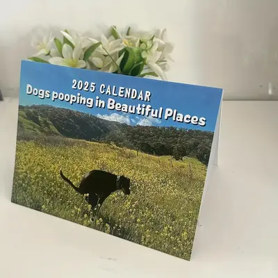 Dog Pooping in Beautiful Place 2025 Calendar, Funny Dog Pattern Wall Calendar, Wall Calendar for Home Office, Gift for Dog Lo...