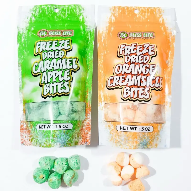 Bliss Life Orange Creamsicle and Caramel Apple Freeze Dried Bites- Flavored Bit O Honey Bites Sweet Snack