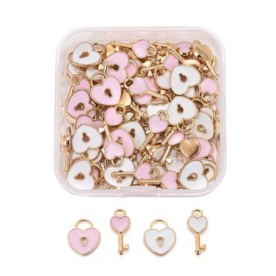80Pcs 4 Style Alloy Enamel Charms