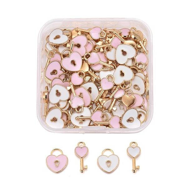 80Pcs 4 Style Alloy Enamel Charms