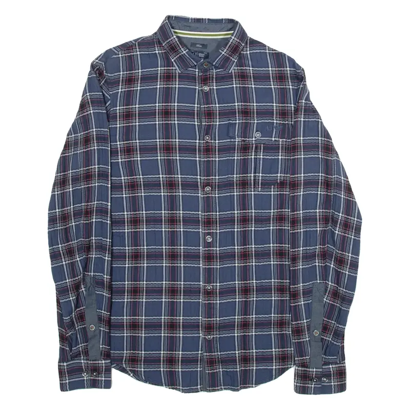 ARMANI JEANS Slim Mens Shirt Blue Check Long Sleeve S