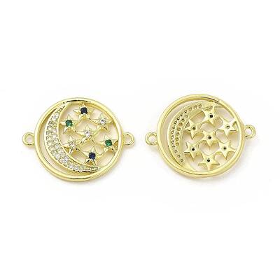 Brass Micro Pave Colorful Cubic Zirconia Connector Charms
