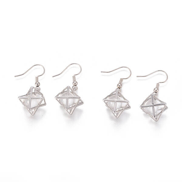 Natural Quartz Crystal Dangle Earrings
