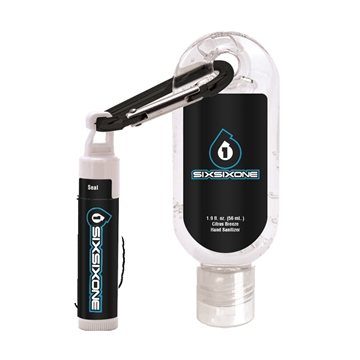 100 Custom 1.9 oz Clear Sanitizer with Carabiner attached to SPF ...