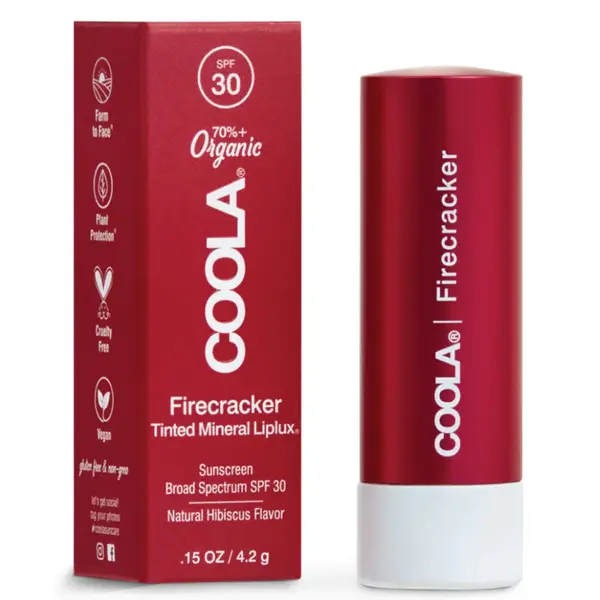 Coola Mineral Liplux Organic Tinted Lip Balm Firecracker Sunscreen Spf30 4.2ml