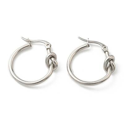 Non-Tarnish 304 Stainless Steel Knot Hoop Earrings