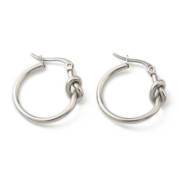 Non-Tarnish 304 Stainless Steel Knot Hoop Earrings