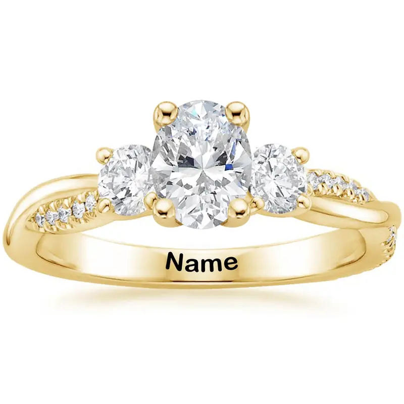 14K Gold Moissanite Personalized Engraving Ring