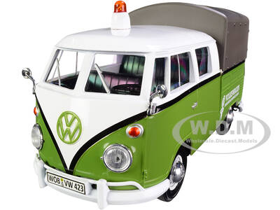 Volkswagen T1 Pickup with Canopy Green and White with Trailer \