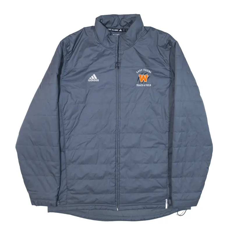 ADIDAS Insulated Lady Tigers Track & Field Puffer Jacket Grey Womens L