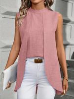 Women's Solid Color Front Short Back Long Vest Blazer, Casual Sleeveless Top for Summer, Women's Clothing for Daily Wear