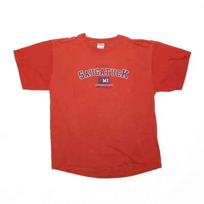 PERRIN Saugatuck Michigan Orange USA Short Sleeve T-Shirt Mens XL