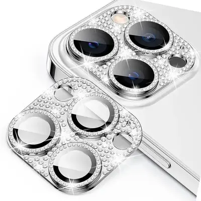 Plain Rhinestones Decor Lens Protector, 1 Count Glitter Ring Camera Lens Protective Film for iPhone 11 12 13 14 15 Pro Max