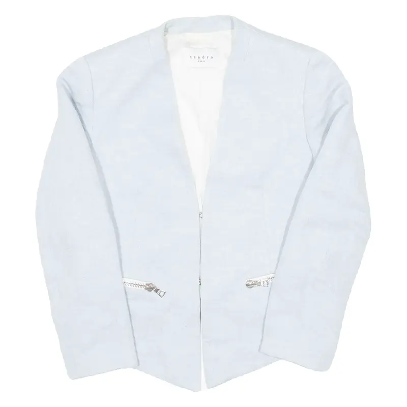 SANDRO Cropped Womens Blazer Jacket Blue Viscose S