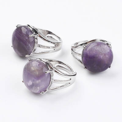 Adjustable Natural Amethyst Finger Rings