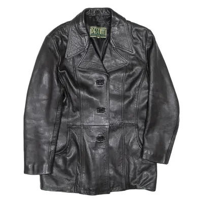 DESTINY CLOTHING CO. Womens Overcoat Coat Black Leather XL
