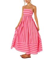 Chouyatou Women's  summer outfits Striped Back Smocked Maxi Dress Sexy Spaghetti Strap Cut Out Flowy Swing Long Dress