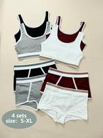 Women's Solid Wireless Bra & High Waist Panty Underwear Set, Basic Casual Breathable Comfortable Lingerie Set for Daily Wear...