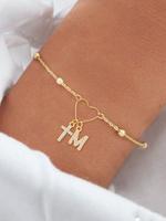 Rhinestone Decorated Cross & Letter Design Bracelet, Stainless Steel Jewelry for Party, Daily Clothing Decor, Trendy All-matc...