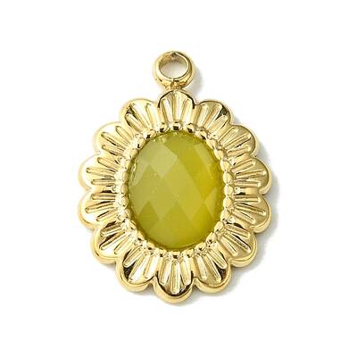 Ion Plating(IP) Real 14K Gold Plated 304 Stainless Steel with Glass Pendant