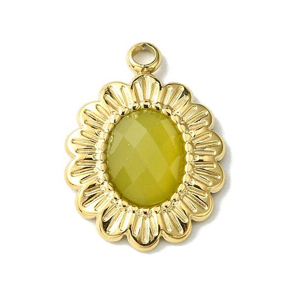 Ion Plating(IP) Real 14K Gold Plated 304 Stainless Steel with Glass Pendant