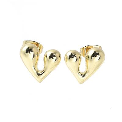Rack Plating Brass Heart Stud Earrings for Women