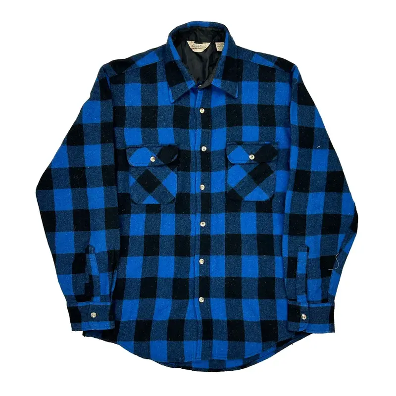 Cabelas Tall Flannel Shirt - Large Black Wool Blend