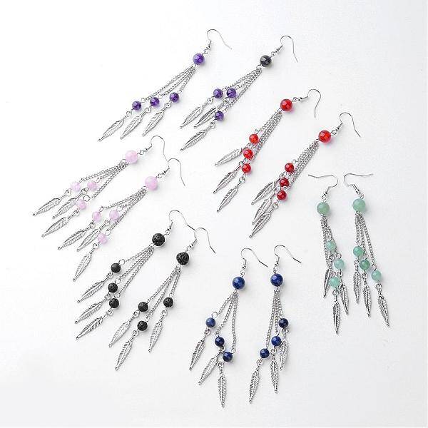 Natural Gemstone Dangle Earrings
