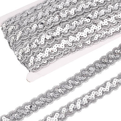 Sparkle Wave Pattern Metallic Polyester Lace Ribbon