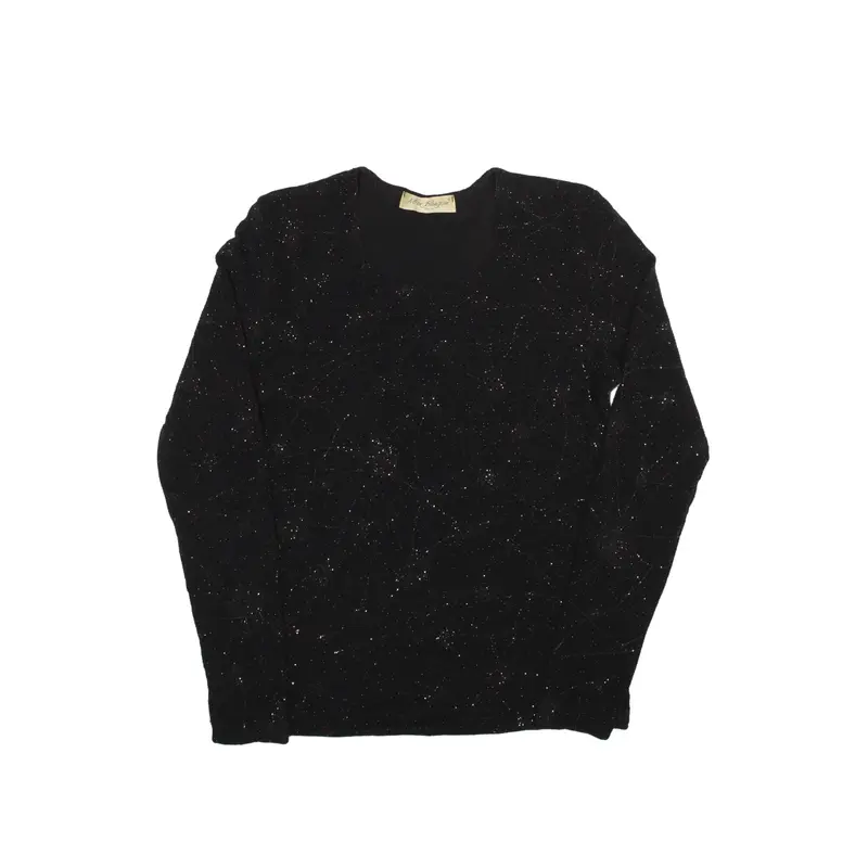 MAX BERGAM Paris Sparkle Top Black Long Sleeve Womens S