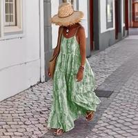 2024 Spring Summer New Bohemian Women's Strap Dress Patchwork Tie-Dye Dress