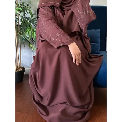 Nida Butterfly Abaya - Chocolate
