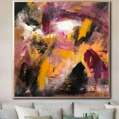 Colorful Abstract Painting Original Painting on Canvas Orange Painting Canvas Large Abstract Oil Painting Modern Art Canvas |...