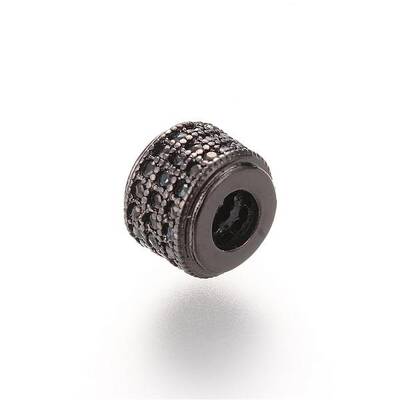 Brass Micro Pave Cubic Zirconia Beads
