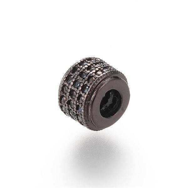 Brass Micro Pave Cubic Zirconia Beads