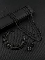 Men's Punk Style Chain Necklace & Bracelet & Ring Set, Fashion Jewelry for Party, Daily Clothing Decor, Trendy All-match & Ex...