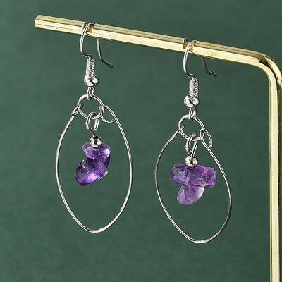 Natural Amethyst Dangle Earrings