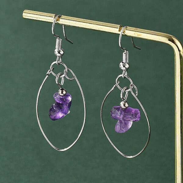Natural Amethyst Dangle Earrings