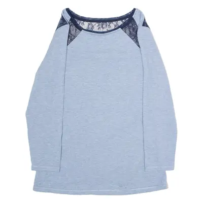 KAREN MILLEN Womens T-Shirt Blue 3/4 Sleeve Crew Neck UK 10