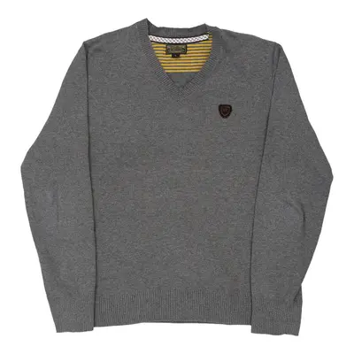Ralph Lauren V-neck Jumper - Large Grey Cotton