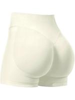 Women's Solid Color High Waist Sports Shorts, High Stretch Comfortable Breathable Butt Lifting Skinny Shorts, Ladies Exercise...