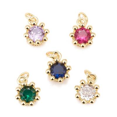 Brass Inlaid Clear Cubic Zirconia Charms