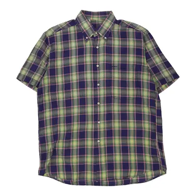 Ungaro Checked Short Sleeve Shirt - XL Blue Cotton