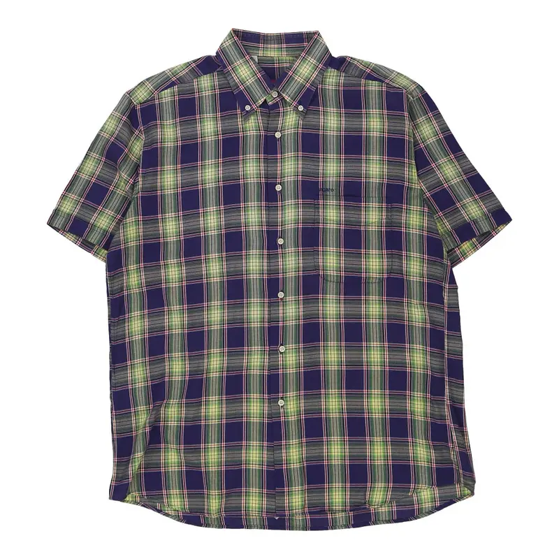 Ungaro Checked Short Sleeve Shirt - XL Blue Cotton