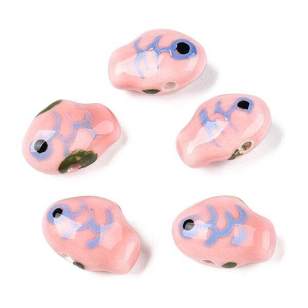 Handmade Printed Porcelain Beads Strand