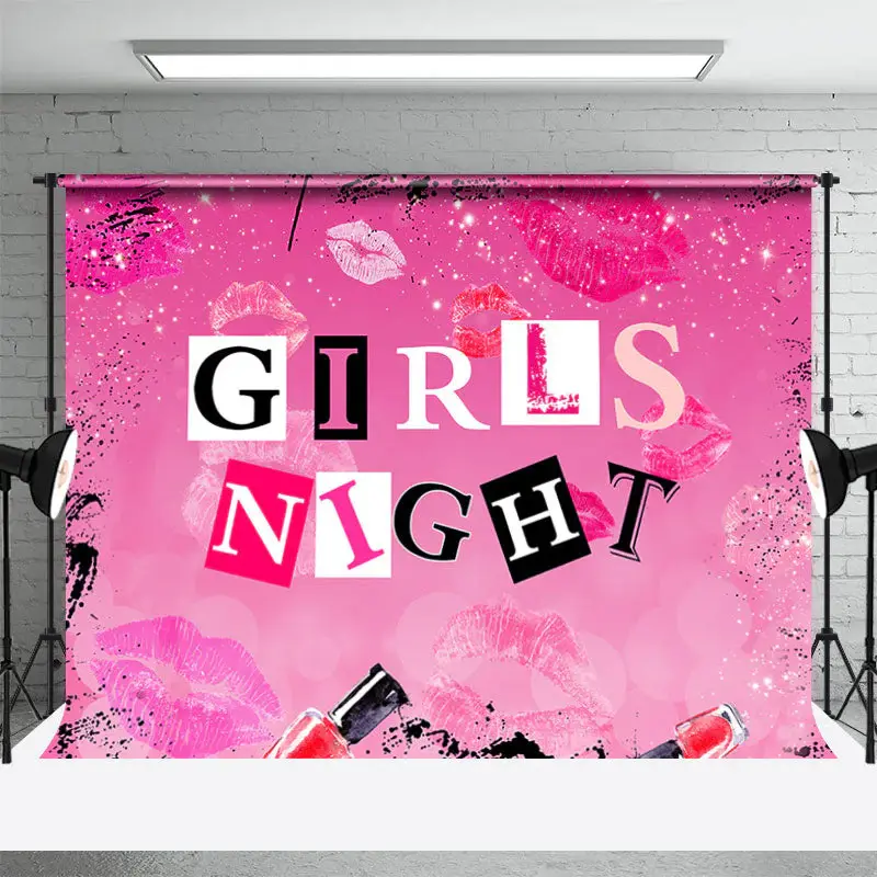 Girls Night Pink Lips And Lipstick Dance Backdrop - Aperturee