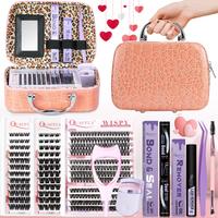 Mixed Styles Eyelash Extension Kit, 1 Set Fake Eyelashes & Eyelash Curler & Glue & Remover & Tweezers & Brush & Eyelash Assis...