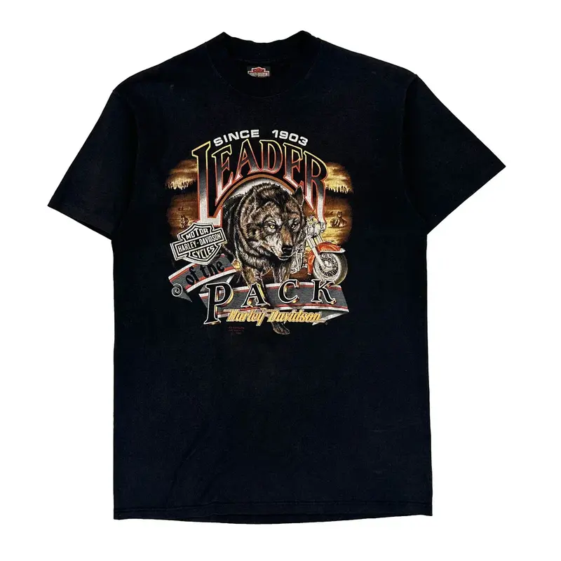 Leader Of The Pack Harley Davidson Graphic T-Shirt - XL Black Polyester Blend