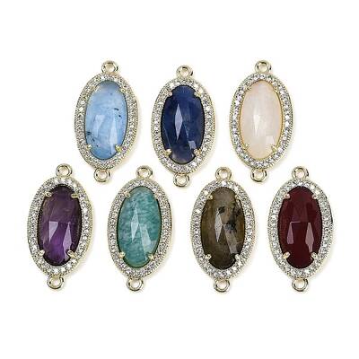 Natural Mixed Gemstone Faceted Oval Links