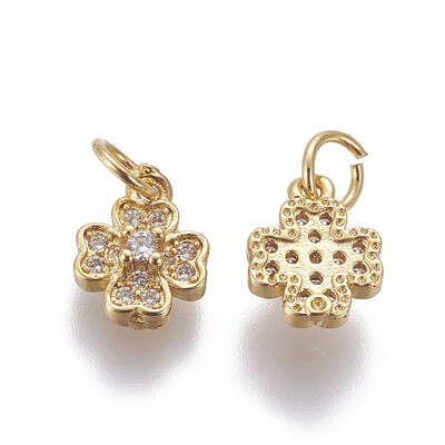 Brass Micro Pave Cubic Zirconia Charms